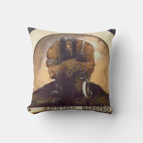 An Old Mountain Troll Throw Pillow