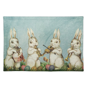 An old picture of Easter rabbits Cloth Placemat