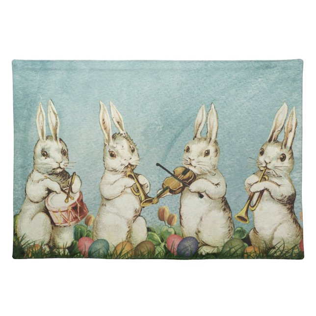 An old picture of Easter rabbits Cloth Placemat (Front)