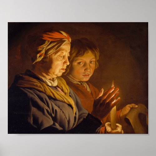 An Old Woman and a Boy by Candlelight Poster