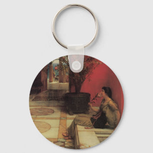 An Oleander by Alma Tadema, Vintage Flowers Keychain