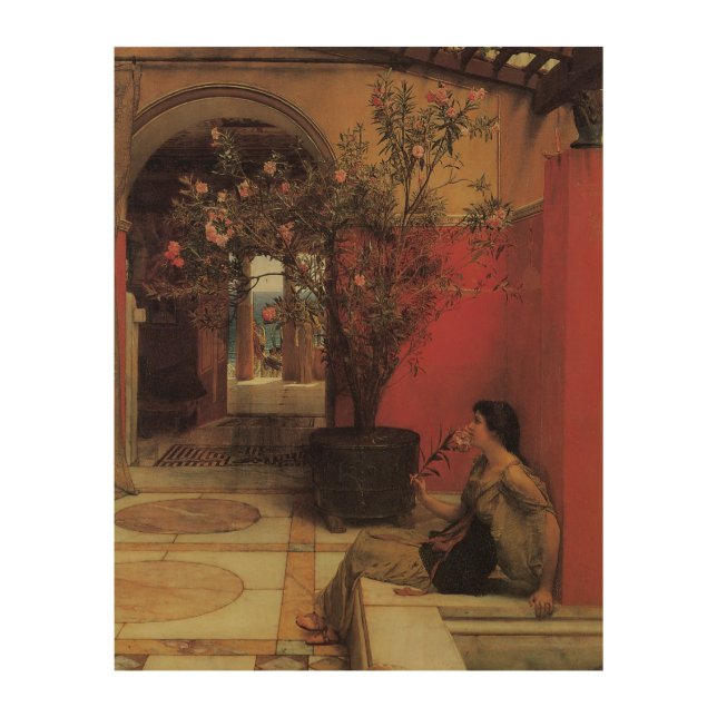 An Oleander by Alma Tadema, Vintage Flowers Wood Wall Art (Front)