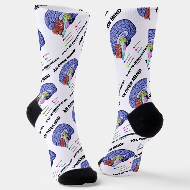 An Open Mind Is Key To Communication Brain Psyche Socks (Angled)