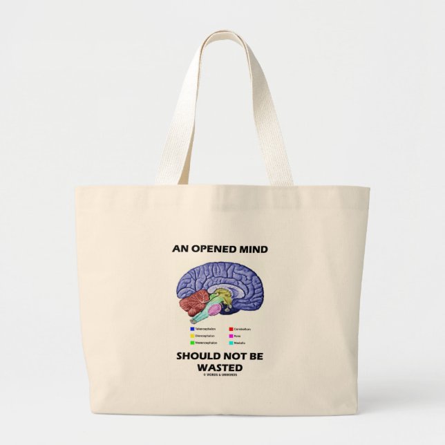 An Opened Mind Should Not Be Wasted (Brain) Large Tote Bag (Front)