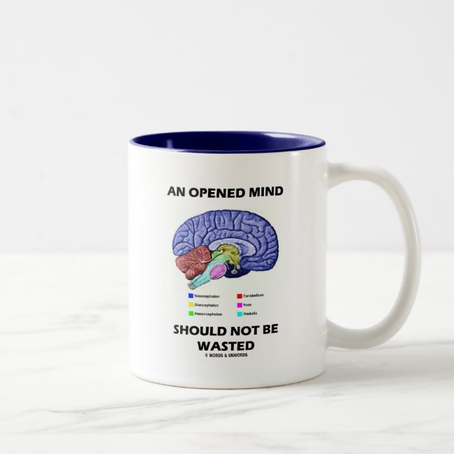 An Opened Mind Should Not Be Wasted (Brain) Two-Tone Coffee Mug