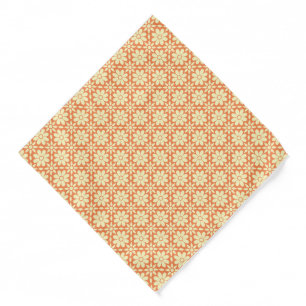 an orange and white background with a pattern bandana