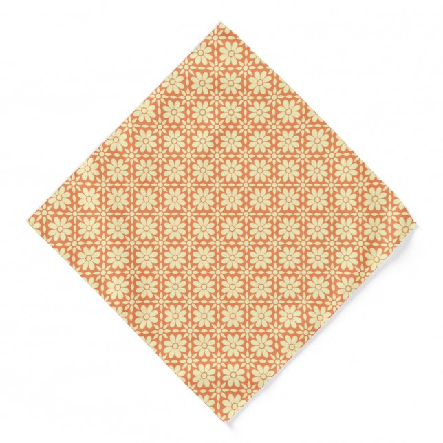 an orange and white background with a pattern bandana (Front)