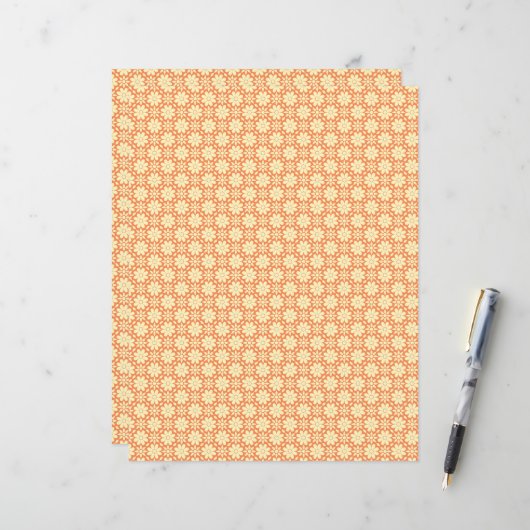 an orange and white background with small squares (Front/Back In Situ)