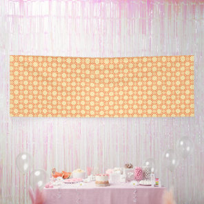 an orange and white background with small squares banner