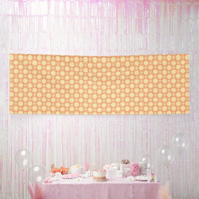 an orange and white background with small squares banner (Party)