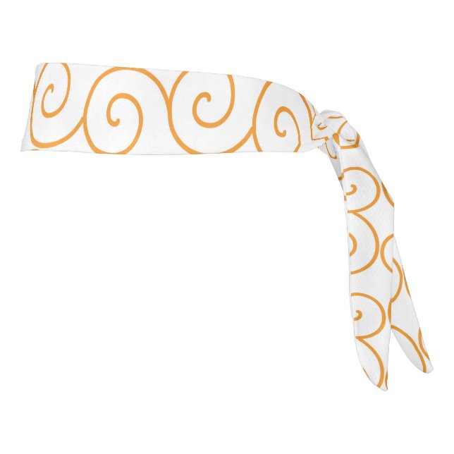 an orange and white background with swirls tie headband (Rotate 90)