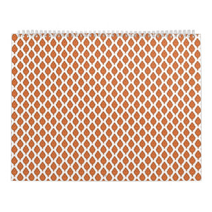 an orange and white geometric pattern calendar