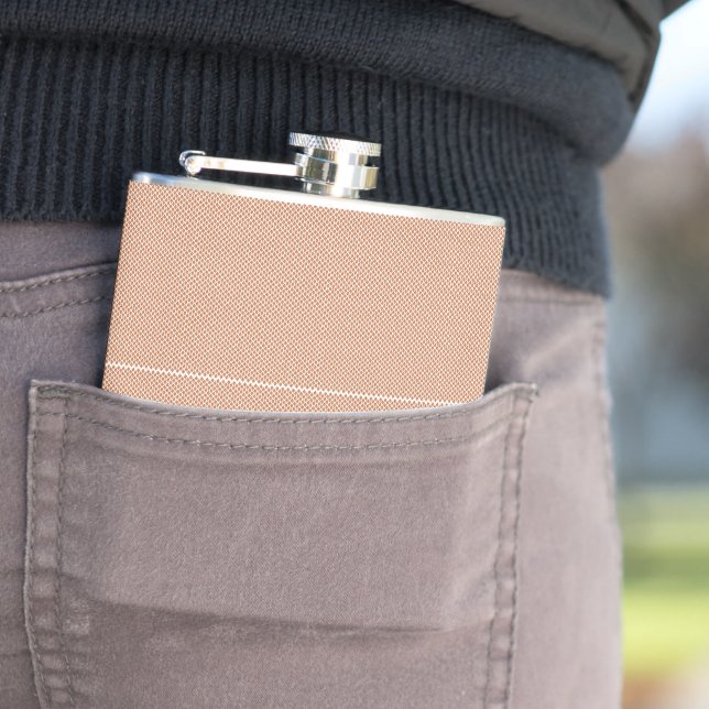 an orange and white geometric pattern flask (In Situ)