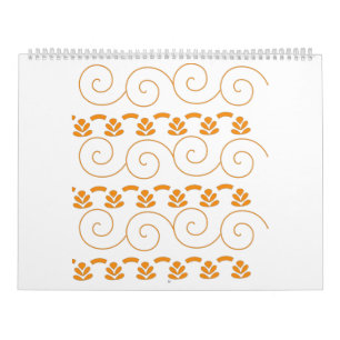 an orange and white pattern with swirls on it calendar