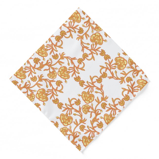 an orange and white wallpaper with a floral design bandana (Front)