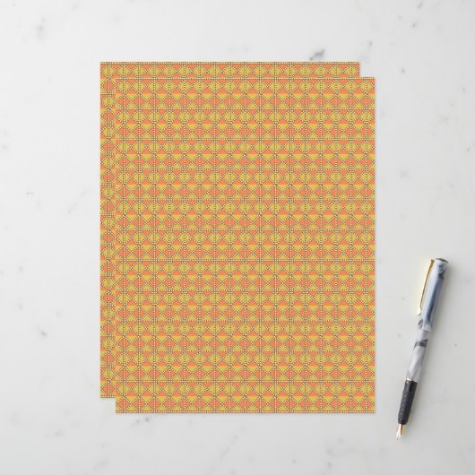 an orange and yellow background with a pattern (Front/Back In Situ)