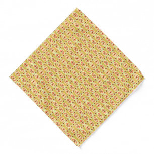 an orange and yellow background with circles bandana