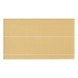 an orange and yellow background with circles name tag