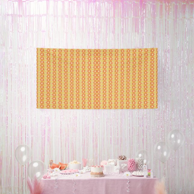 an orange and yellow background with small dots banner (Party)