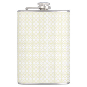 an orange and yellow background with small dots flask