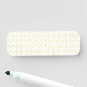 an orange and yellow background with small dots name tag