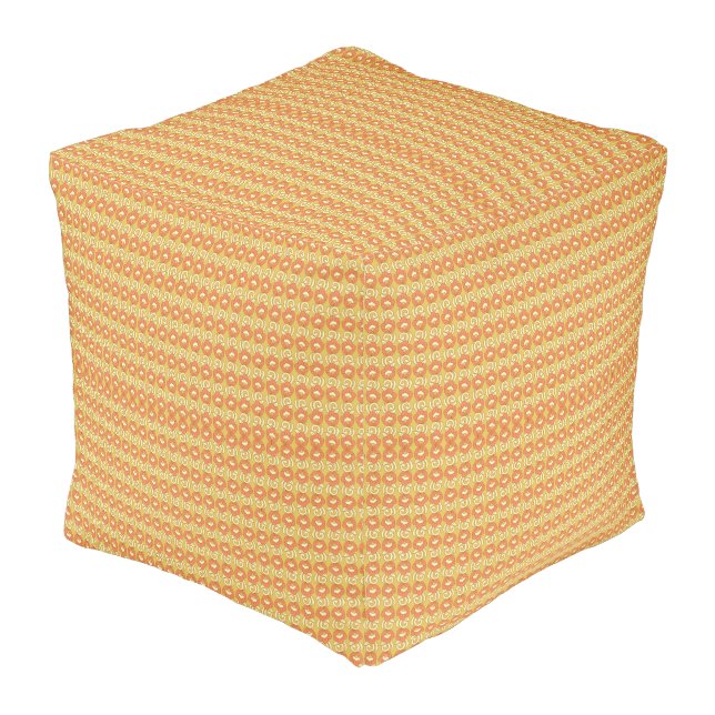 an orange and yellow background with small dots pouf (Angled Back)