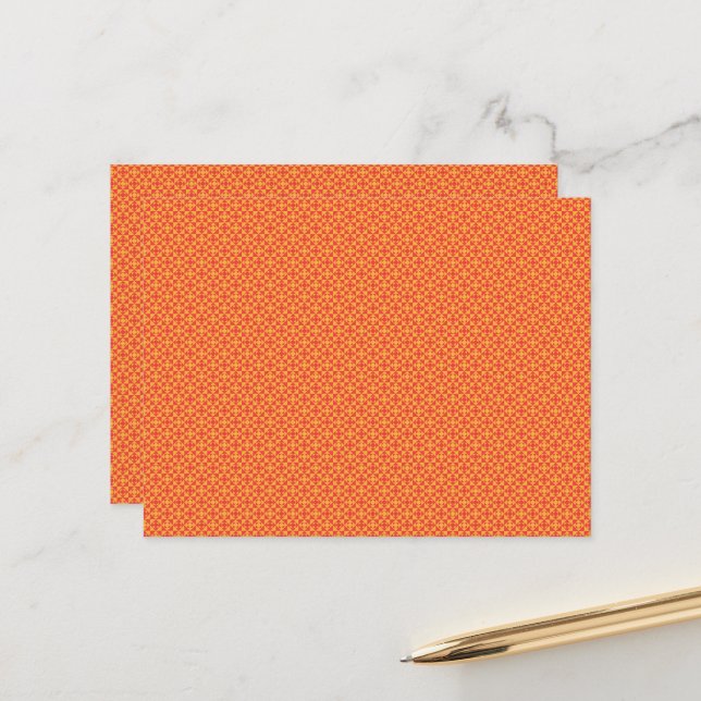 an orange and yellow background with small squares postcard (Front/Back In Situ)
