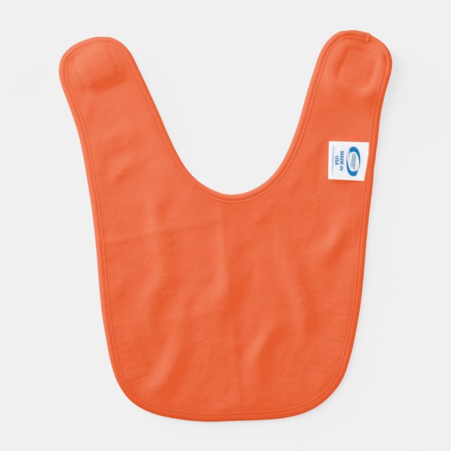 an orange background with a black border baby bib (Back)