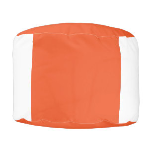 an orange background with a black border pouf