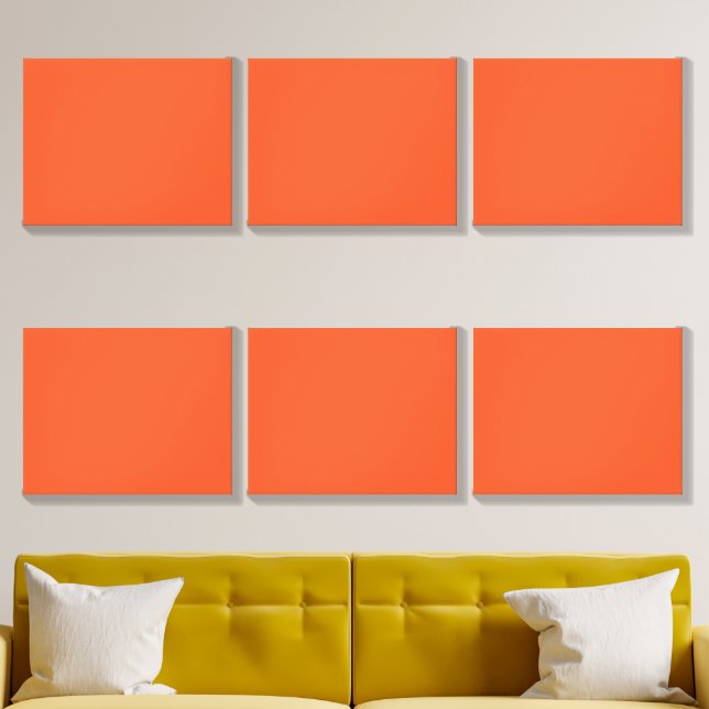 an orange background with a canvas photo tile  (Living Room)