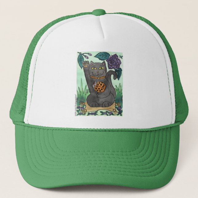 An Orange Ladybug & Purple Roses Trucker Hat (Front)