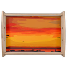 An Orange Ocean Sunset Serving Tray