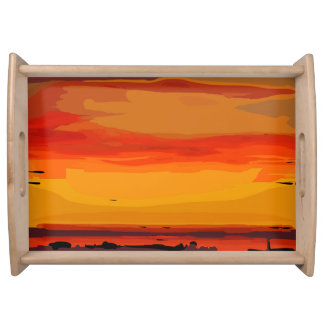An Orange Ocean Sunset Serving Tray