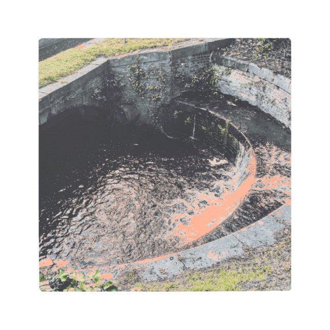 An Orange Pool in Welshpool Metal Print (Front)