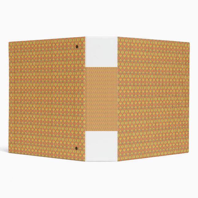 An orange, yellow, and brown symmetrical pattern w 3 ring binder (Background)