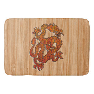 An oriental Dragon in Bamboo Bath Mat