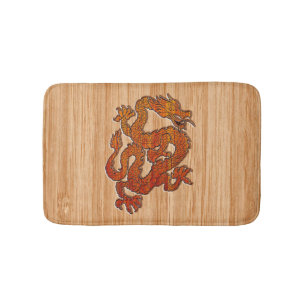 An oriental Dragon in Bamboo Bathroom Mat