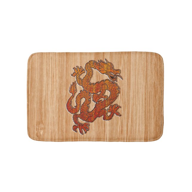 An oriental Dragon in Bamboo Bathroom Mat (Front)