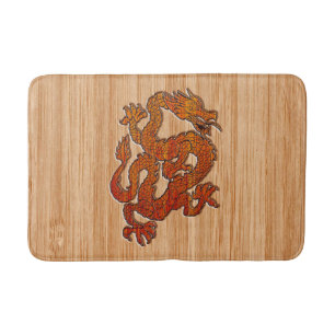 An oriental Dragon in Bamboo Bathroom Mat