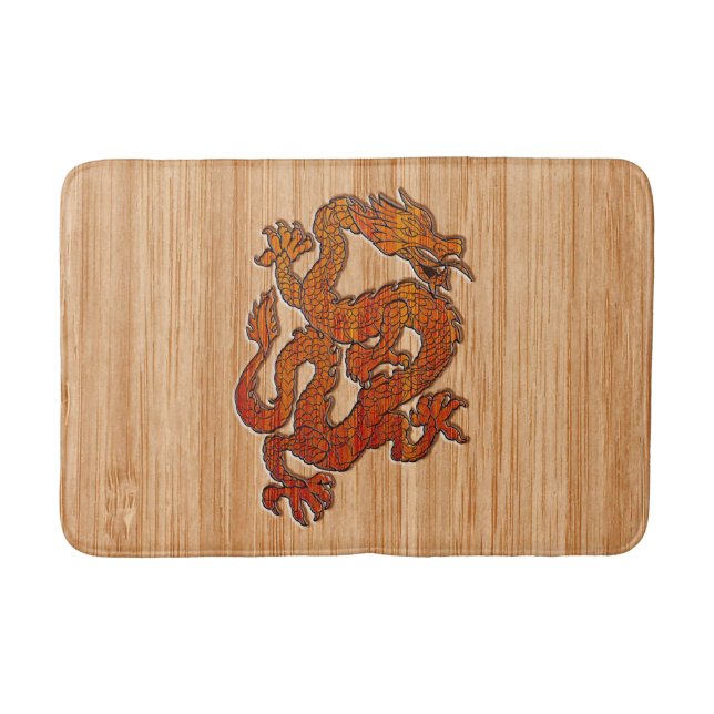 An oriental Dragon in Bamboo Bathroom Mat (Front)