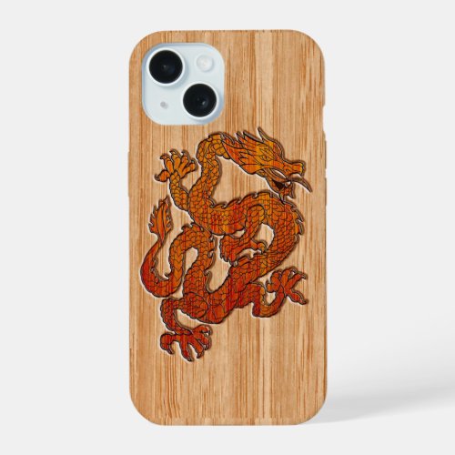 An oriental Dragon in Bamboo iPhone 15 Case