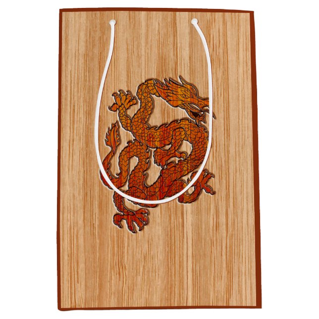 An oriental Dragon in Bamboo Medium Gift Bag (Front)