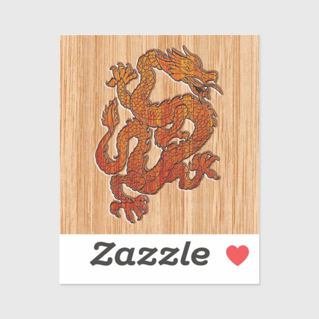 An oriental Dragon in Bamboo Sticker (Sheet)