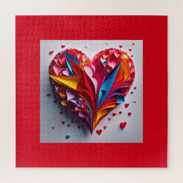 An origami heart jigsaw puzzle (Vertical)