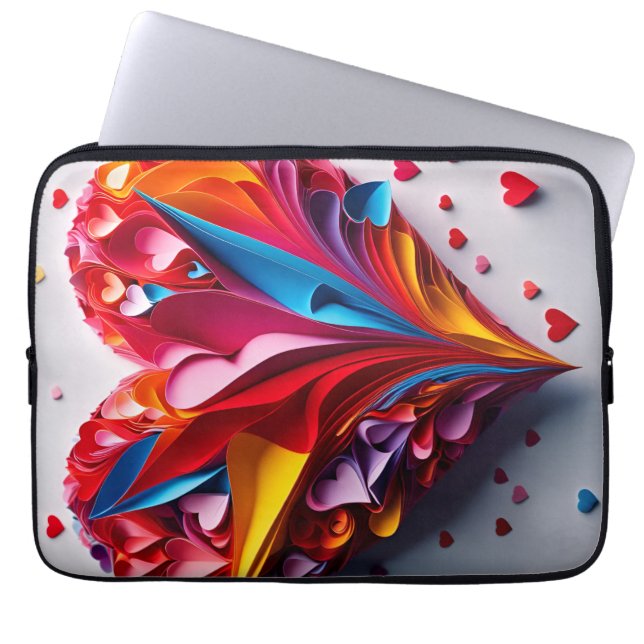 An origami heart laptop sleeve (Front)