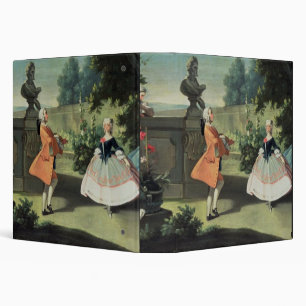 An ornamental garden with a young girl dancing to binder