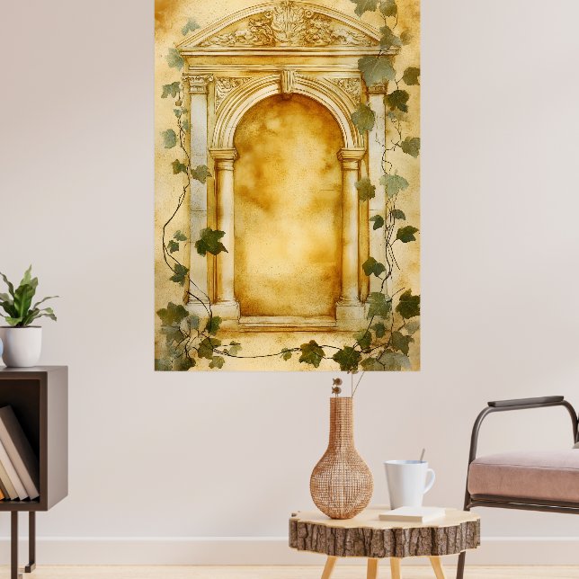 An ornate stone arch in an antique style,  poster (Living Room 3)