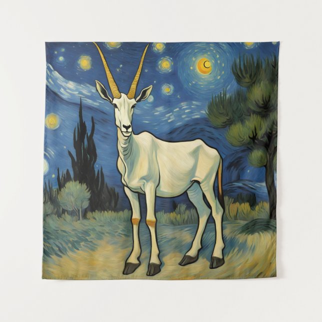an Oryx in a starry night  Tapestry (Front)