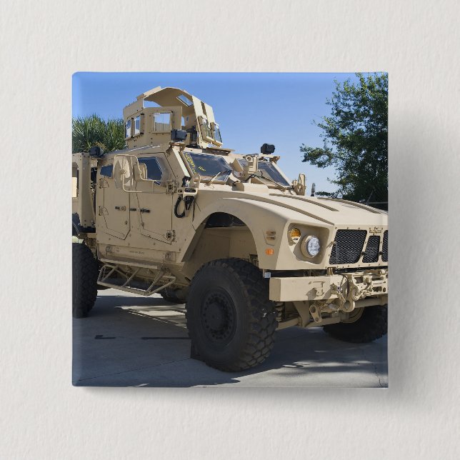 An Oshkosh M-ATV Pinback Button (Front)