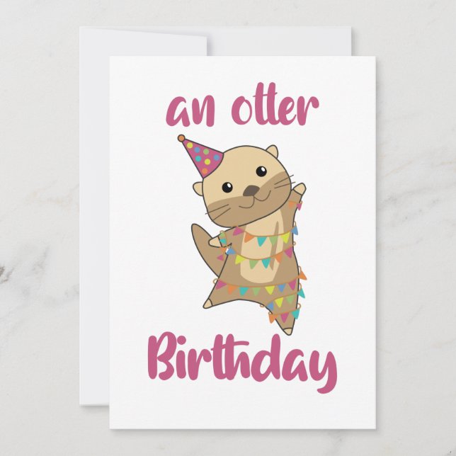 An Otter Birthday Wishes Cute Happy Otter Adult Cl Invitation (Front)